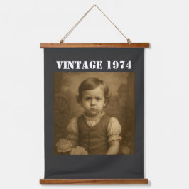 Aangepaste Kindertijd Foto & Jaar Vintage Geperson Hangend Wandkleed