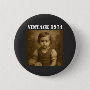 Aangepaste Kindertijd Foto & Jaar Vintage Geperson Ronde Button 5,7 Cm