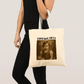 Aangepaste Kindertijd Foto & Jaar Vintage Geperson Tote Bag (Voorkant (product))