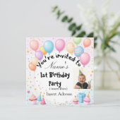 Aangepaste kinderverjaardagsuitnodiging | Fun Part Kaart (Staand voorkant)