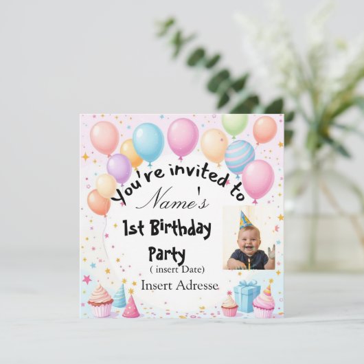 Aangepaste kinderverjaardagsuitnodiging | Fun Part Kaart (Staand voorkant)