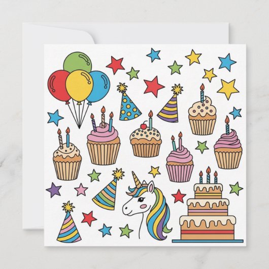 Aangepaste kinderverjaardagsuitnodiging | Fun Part Kaart (Achterkant)