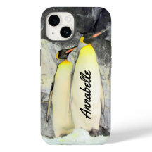 Aangepaste King Penguins-telefoondraagtas