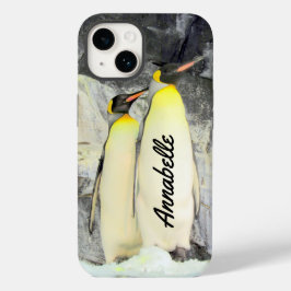 Aangepaste King Penguins-telefoondraagtas iPhone 15 Case