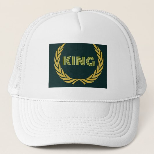 Aangepaste KING-tekst afbeelding witte gele kleur Trucker Pet (Voorkant)