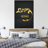 Aangepaste KING-tekst Vuur Vlam Afbeelding Print-o Canvas Afdruk (Insitu (Slaapkamer))