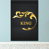 Aangepaste KING-tekst Vuur Vlam Afbeelding Print-o Canvas Afdruk (Insitu (Houten vloer))