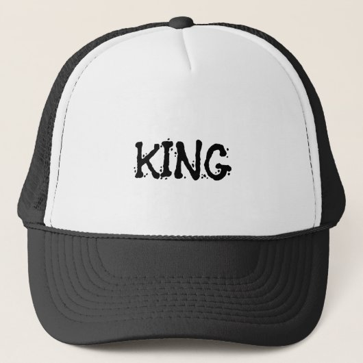 Aangepaste King Text Witte en Zwarte Trucker Hats  Pet (Voorkant)