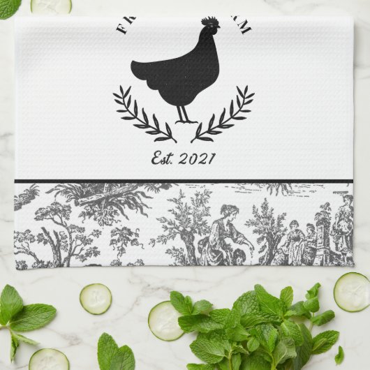 Aangepaste kip boerderij Toile Land Theedoek (Gevouwen)