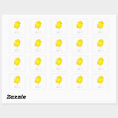 Aangepaste kippenkuiken geel stijlvol chic zoet vierkante sticker (Vel)