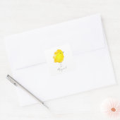 Aangepaste kippenkuiken geel stijlvol chic zoet vierkante sticker (Envelop)