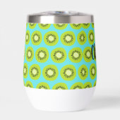 Aangepaste Kiwi Print Tumbler met blauwe achtergro (Voorkant)