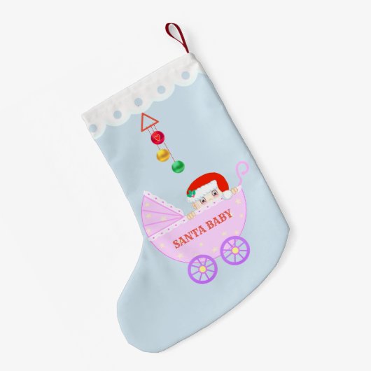 Aangepaste klare Santa Baby Kleine Kerstsok (Achterkant (Hangend))