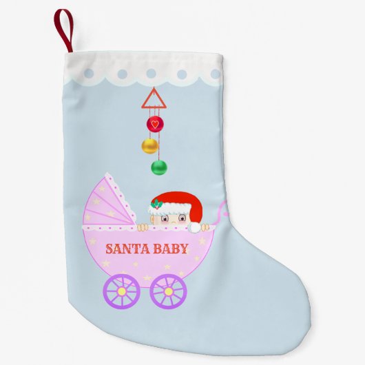 Aangepaste klare Santa Baby Kleine Kerstsok (Voorkant)