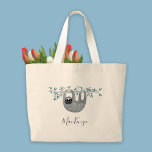 Aangepaste klare sleuf grote tote bag<br><div class="desc">Kute waterverf sloth met de typografie van de manuscriptnaam. Ideaal voor dierenvrienden. Verander de naam om aan te passen. Originele kunst van Nic Squirrell.</div>