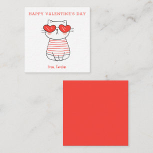 Aangepaste klas koele kat Gelukkig Valentijnsdag N Notitiekaartje