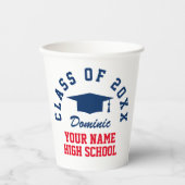 Aangepaste klas van 2025 middelbare school afstude papieren bekers (Voorkant)