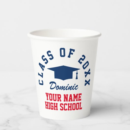 Aangepaste klas van 2025 middelbare school afstude papieren bekers (Voorkant)