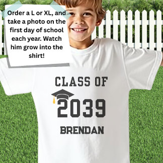 Aangepaste klas van 2039 Grow With Me eerste schoo T-shirt
