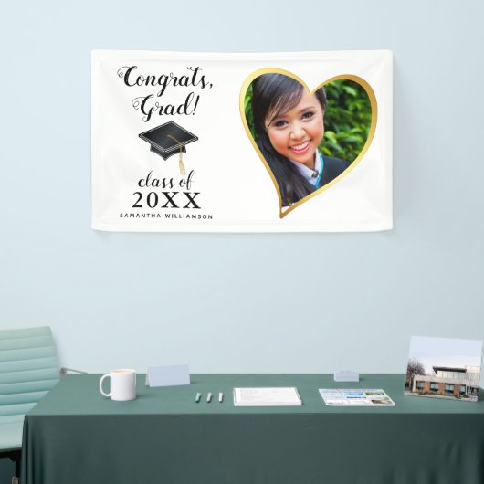 Aangepaste Klasse 2025 Afstuderen Foto Wit Afstude Spandoek (Beurs)