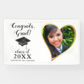 Aangepaste Klasse 2025 Afstuderen Foto Wit Afstude Spandoek (Horizontaal)