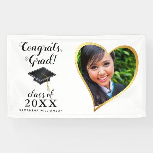 Aangepaste Klasse 2025 Afstuderen Foto Wit Afstude Spandoek (Horizontaal)