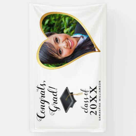 Aangepaste Klasse 2025 Afstuderen Foto Wit Afstude Spandoek (Verticaal)