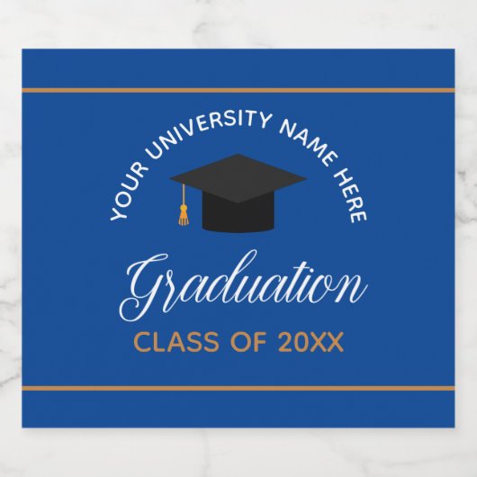 Aangepaste klasse Blue Gold Graduation Party van 2 Bier Etiket (Enkel label)