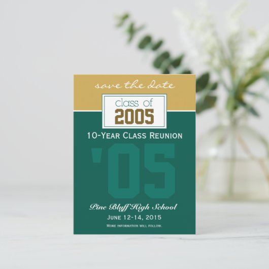 Aangepaste klasse Reunion Save-the-Date kondiging Briefkaart (Staand voorkant)