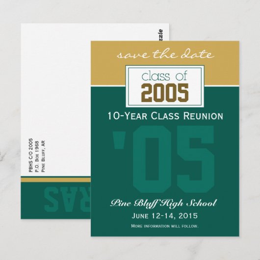 Aangepaste klasse Reunion Save-the-Date kondiging Briefkaart (Voorkant / Achterkant)