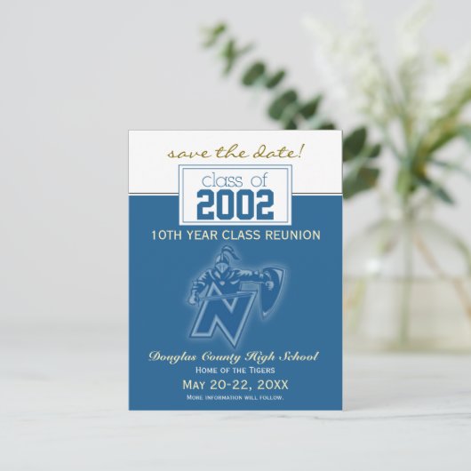 Aangepaste klasse Reunion Save-the-Date kondiging Briefkaart (Staand voorkant)