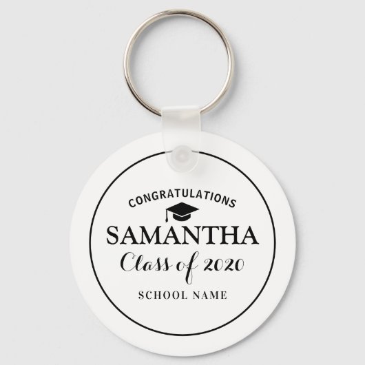 Aangepaste klasse van 2020 Afstuderen zwart-wit Sleutelhanger (Voorkant)