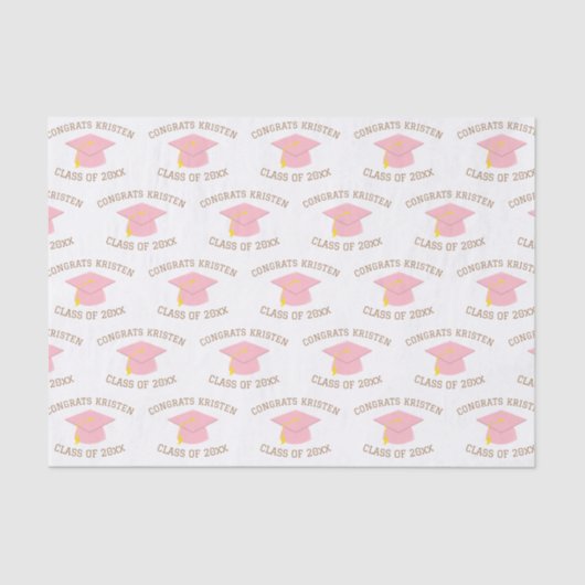 Aangepaste klasse van de 20xx roze korpschotel tissuepapier (Voorkant)