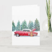 aangepaste klassieke auto kerstkaart winterscène kaart (Voorkant)