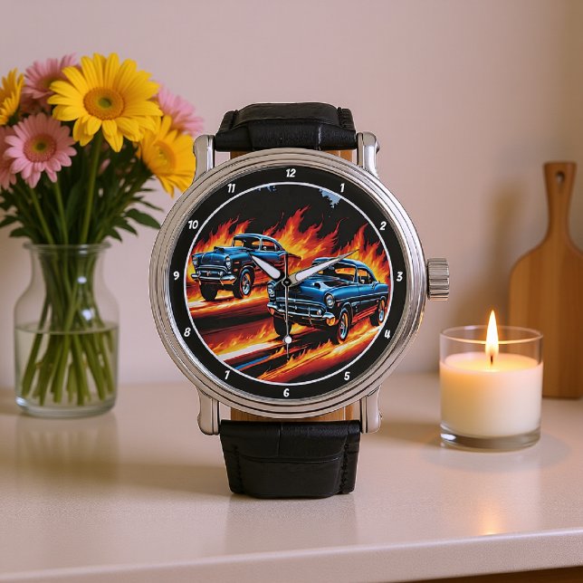 Aangepaste klassieke auto vlammen horloge (Creator heeft geüpload)