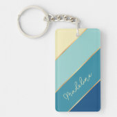 Aangepaste klassieke blauwe Blauwgroen groene stre Sleutelhanger (Voorkant)