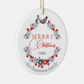 Aangepaste Klassieke Charmante Vredesduif op Berry Keramisch Ornament (Rechts)