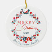 Aangepaste Klassieke Charmante Vredesduif op Berry Keramisch Ornament (Voorkant)