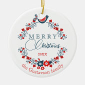 Aangepaste Klassieke Charmante Vredesduif op Berry Keramisch Ornament (Voorkant)