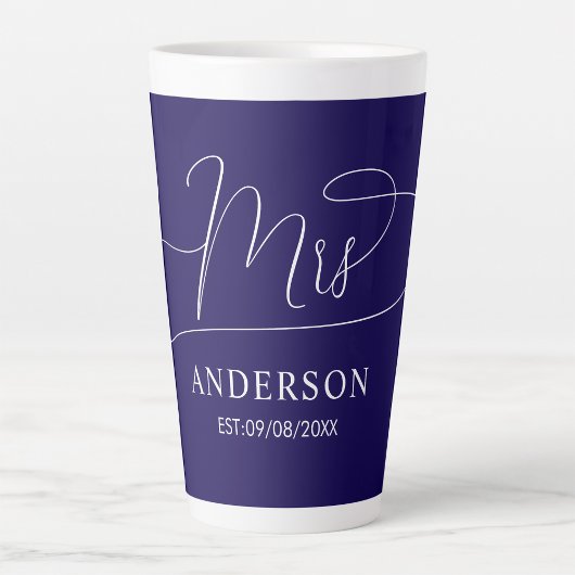 aangepaste klassieke chic marineblauwe en witte La Latte Mok