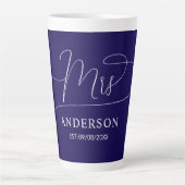aangepaste klassieke chic marineblauwe en witte La Latte Mok (Voorkant)