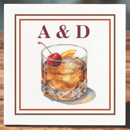 Aangepaste Klassieke Cocktail / Koppel Initiaal Servet