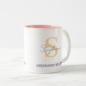 Aangepaste Klassieke Elegante Zwarte Witte Script Tweekleurige Koffiemok (Voorkant rechts)