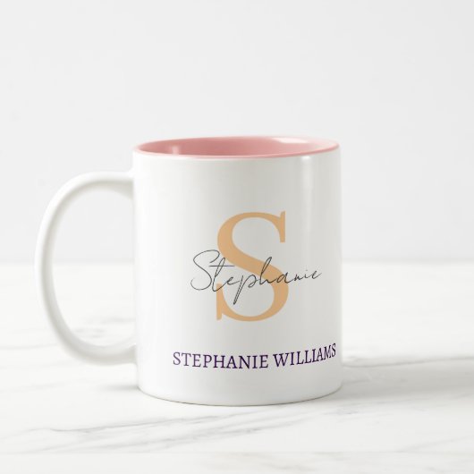 Aangepaste Klassieke Elegante Zwarte Witte Script Tweekleurige Koffiemok (Links)