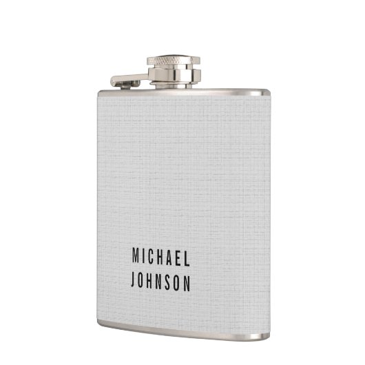 Aangepaste klassieke Faux Linen Silver Grey Heupfles (Links)