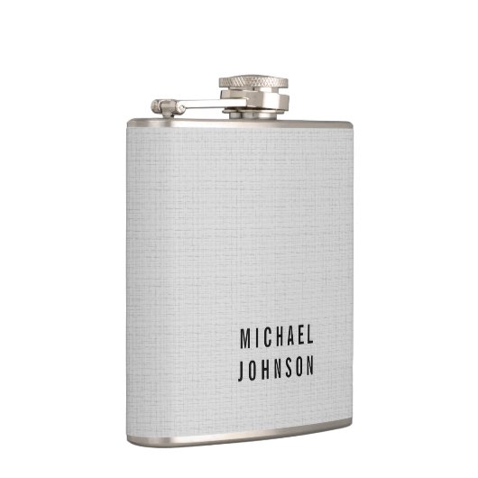 Aangepaste klassieke Faux Linen Silver Grey Heupfles (Rechts)