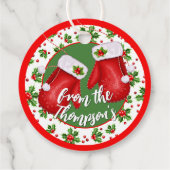 Aangepaste klassieke feestdag Groene Holly Red Ber Bedankjes Labels (Achterkant)