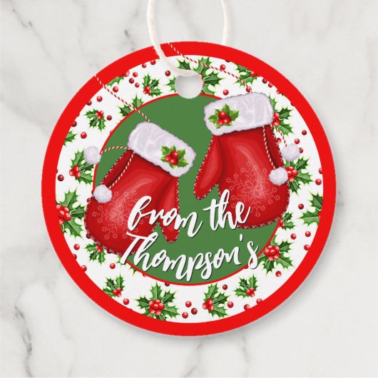 Aangepaste klassieke feestdag Groene Holly Red Ber Bedankjes Labels (Achterkant)