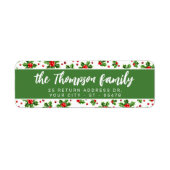 Aangepaste klassieke feestdag Groene Holly Red Ber Etiket (Voorkant)