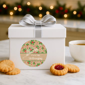 Aangepaste klassieke feestdag Groene Holly Red Ber Ronde Sticker